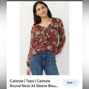 Lauren Conrad, S, calstyle 3/4 Sleeves sheer metallic floral with built in Cami